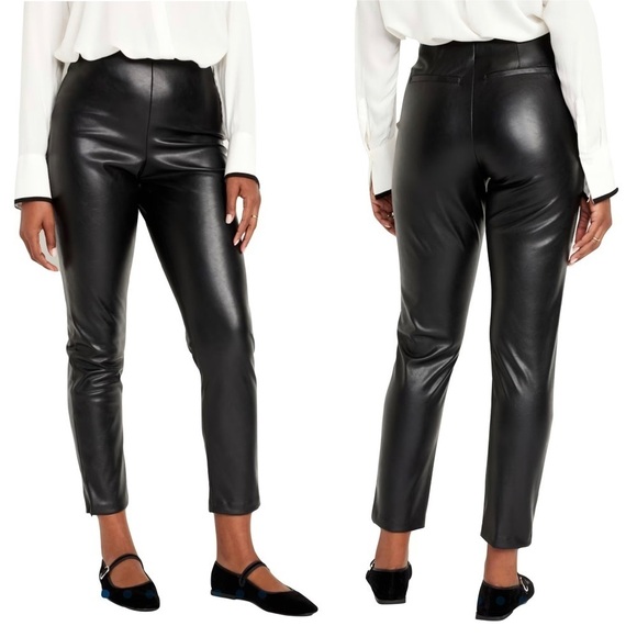 NWT OLD NAVY Extra High-Waisted Faux-Leather Eco-friendly Pants Black Size 16 - Picture 2 of 11